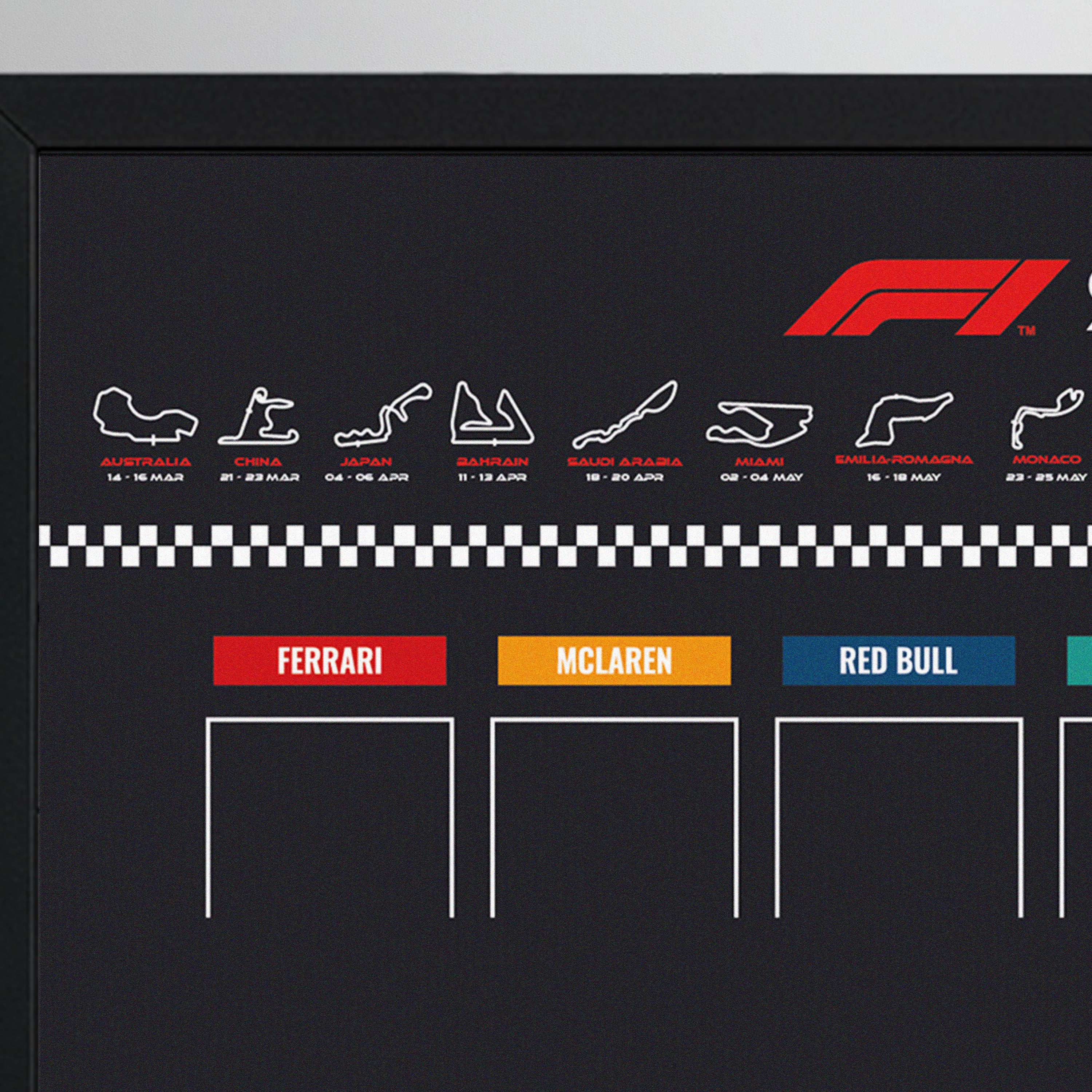 F1 Speed Champions Poster 100x50cm | Tracks & Dates | Digital Download